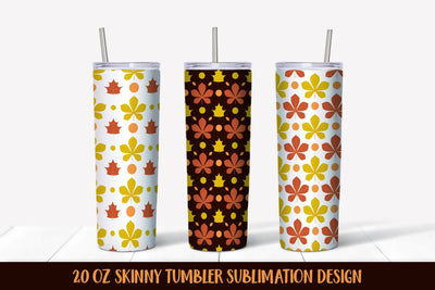 Fall Chestnut Leaves Pattern Skinny Tumbler Wrap Sublimation Sublimation LaBelezoka 