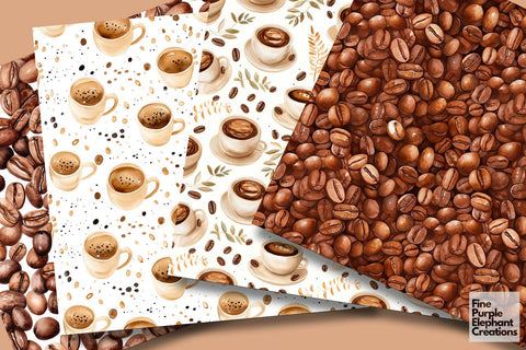 Fall Coffee Cup | Cafe Beans Digital Pattern Fine Purple Elephant Creations 