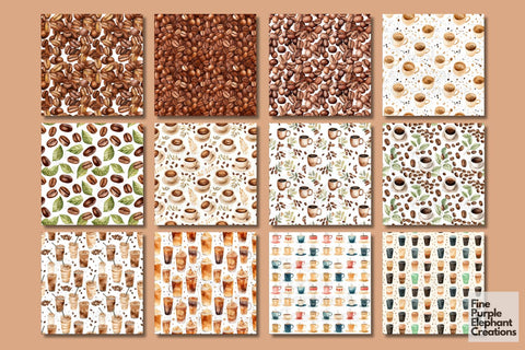 Fall Coffee Cup | Cafe Beans Digital Pattern Fine Purple Elephant Creations 