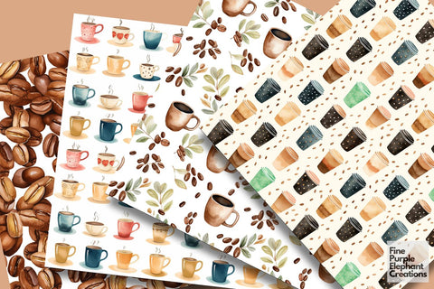 Fall Coffee Cup | Cafe Beans Digital Pattern Fine Purple Elephant Creations 