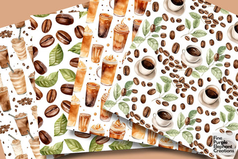 Fall Coffee Cup | Cafe Beans Digital Pattern Fine Purple Elephant Creations 