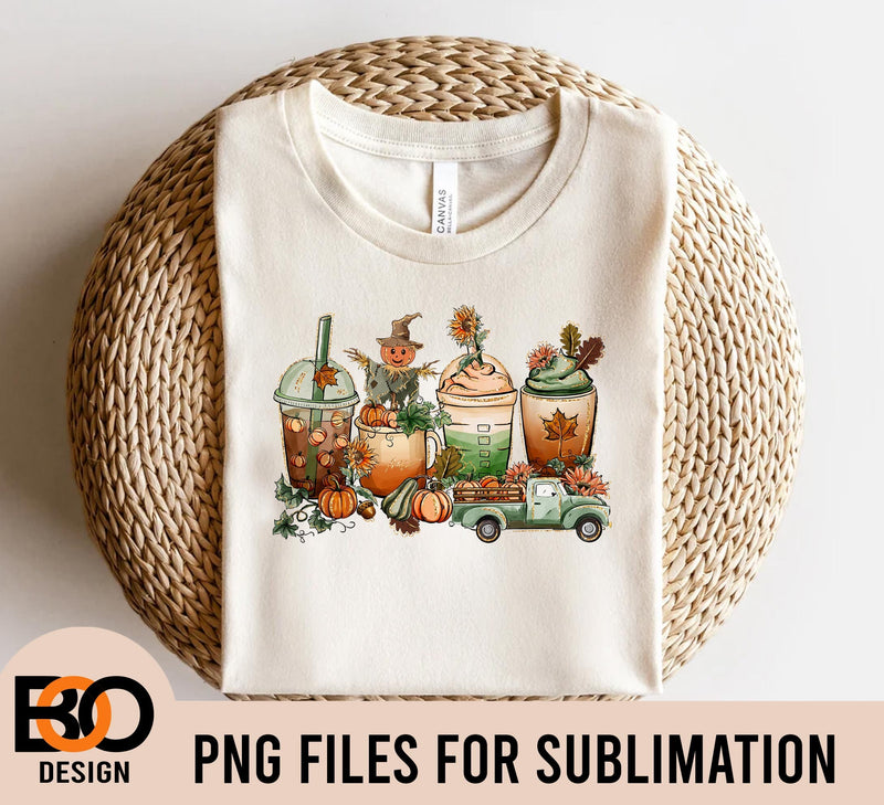 Fall Coffee Drink Png,Autumn Sublimation Designs,Orange Pumpkin Latte png,Coffee Sublimation Png,Fall tshirt,Fall Drink Design,Pumpkin Spice Sublimation BOO-design 