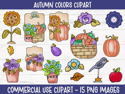 Fall Colors Clipart Set - DIY Crafts, Scrapbooking, Teachers - Autumn Clipart Collection Sublimation Digital Clipart Deals 