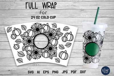 Fall Cup Wrap SVG, Pumpkin SVG, Sunflower Cup Wrap SVG. SVG Elinorka 
