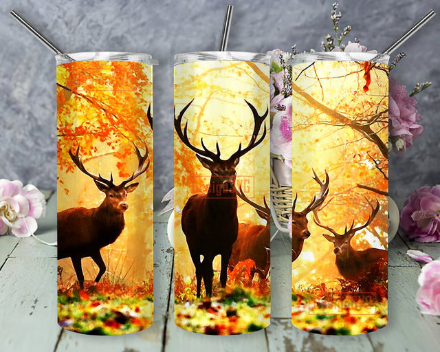 Fall Deer 20oz Tumbler Wrap, Fall Forest Tumbler Png, Hunting Deer Design Tumbler, Deer Sublimation Design, Animal Forest Png, Digital Download Sublimation DesignSVG 