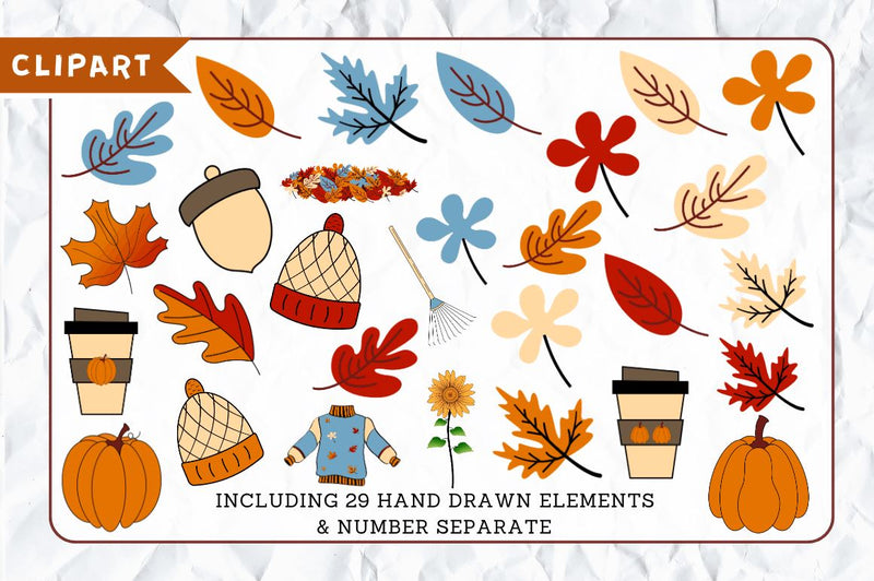 Fall Doodle Alphabet Bundle with Hand Drawn Clipart - So Fontsy