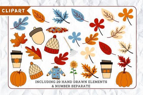 Fall Doodle Alphabet Bundle with Hand Drawn Clipart Digital Pattern Regulrcrative 