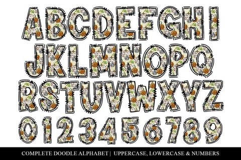 Fall Doodle Letters - 4 Complete Alphabet Sets Sublimation BijouBay 
