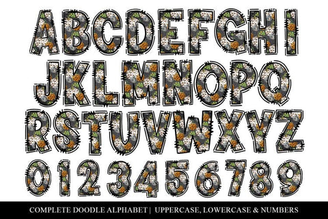 Fall Doodle Letters - 4 Complete Alphabet Sets Sublimation BijouBay 