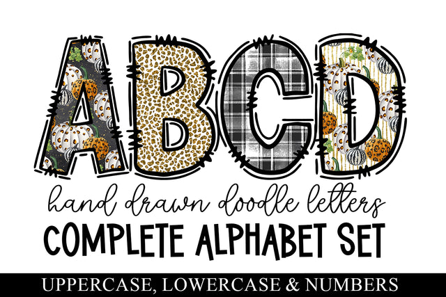 Fall Doodle Letters - 4 Complete Alphabet Sets Sublimation BijouBay 