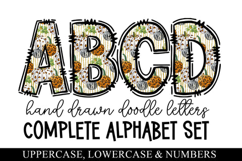 Fall Doodle Letters, Leopard Pumpkin Sublimation Alphabet Sublimation BijouBay 