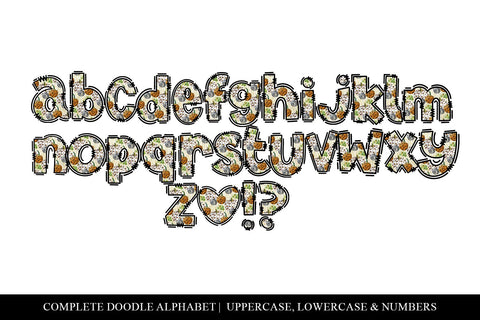 Fall Doodle Letters, Leopard Pumpkin Sublimation Alphabet Sublimation BijouBay 