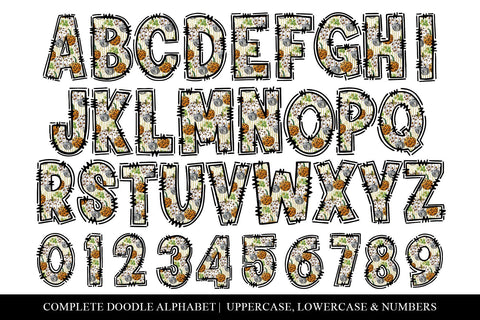 Fall Doodle Letters, Leopard Pumpkin Sublimation Alphabet Sublimation BijouBay 