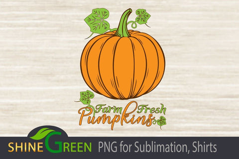 Fall - Farm Fresh Pumpkins PNG for Sublimation Sublimation Shine Green Art 