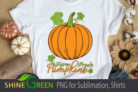 Fall - Farm Fresh Pumpkins PNG for Sublimation Sublimation Shine Green Art 