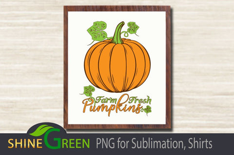 Fall - Farm Fresh Pumpkins PNG for Sublimation Sublimation Shine Green Art 