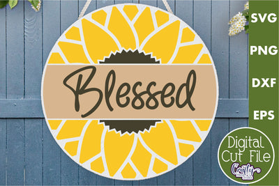 Fall Farmhouse Round Sign Svg, Blessed Door Hanger SVG Crafty Mama Studios 