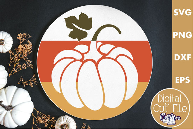 Fall Farmhouse Round Sign Svg, Pumpkin Silhouette Porch Png SVG Crafty Mama Studios 