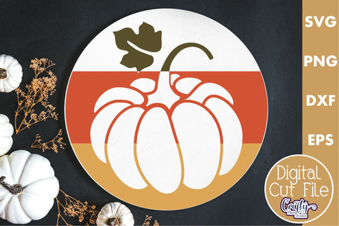 Fall Farmhouse Round Sign Svg, Pumpkin Silhouette Porch Png SVG Crafty Mama Studios 
