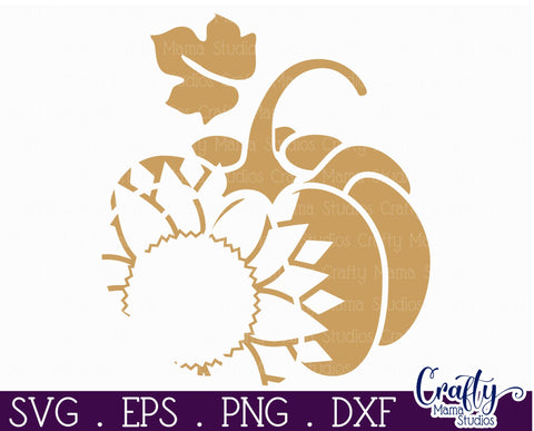 Fall Farmhouse Round Sign Svg, Pumpkin Sunflower Silhouette SVG Crafty Mama Studios 