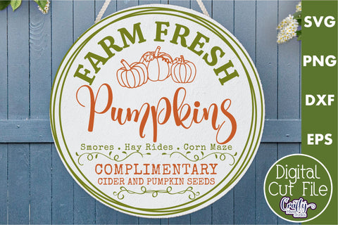 Fall Farmhouse Round Svg, Farm Fresh Pumpkins Porch Sign SVG Crafty Mama Studios 