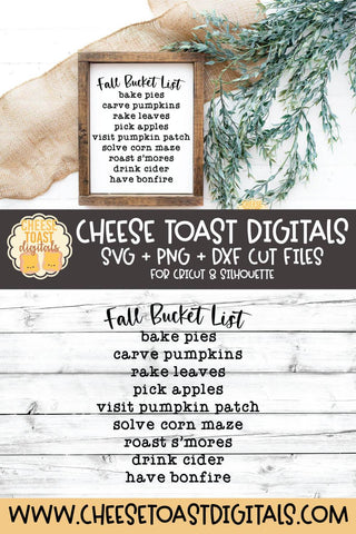 Fall Farmhouse Sign SVG | Fall Bucket List SVG Cheese Toast Digitals 