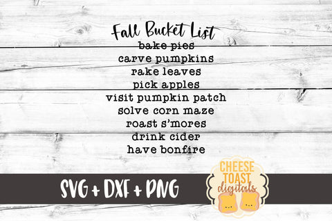 Fall Farmhouse Sign SVG | Fall Bucket List SVG Cheese Toast Digitals 