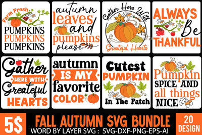 Fall Farmhouse SVG Bundle,Fall SVG Bundle , Fall Sublimation Bundle PNG, Autumn SVG Bundle , 20 Fall SVG Quotes Fall & Thanksgiving SVG ,Fall SVGDesign,Autumn SVG Cut File SVG BlackCatsMedia 