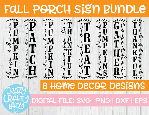 Fall Farmhouse Vertical Porch Sign Quote SVG Cut File Bundle SVG Crazy Crafty Lady Co. 