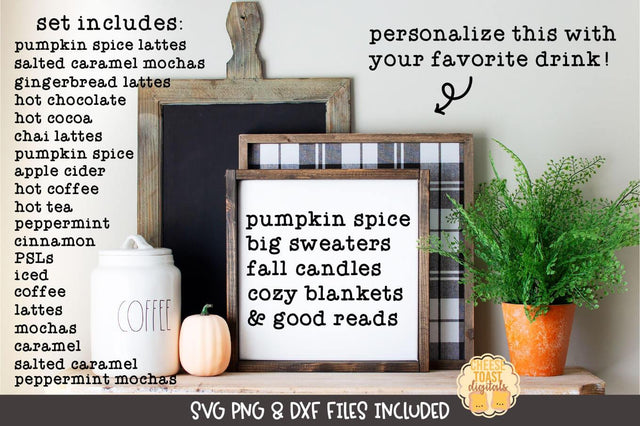 Fall Favorites Drink SVG Design Kit | Book SVG SVG Cheese Toast Digitals 