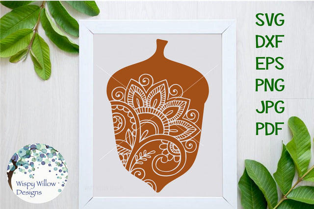 Fall Floral Acorn SVG Wispy Willow Designs 