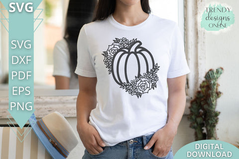 Fall Floral Pumpkin SVG I Fall Sign SVG SVG Trendy Designs Online 