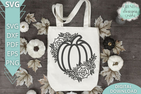 Fall Floral Pumpkin SVG I Fall Sign SVG SVG Trendy Designs Online 