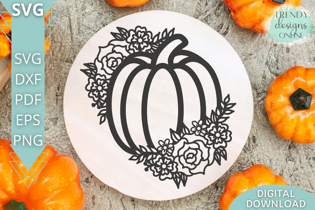 Fall Floral Pumpkin SVG I Fall Sign SVG SVG Trendy Designs Online 