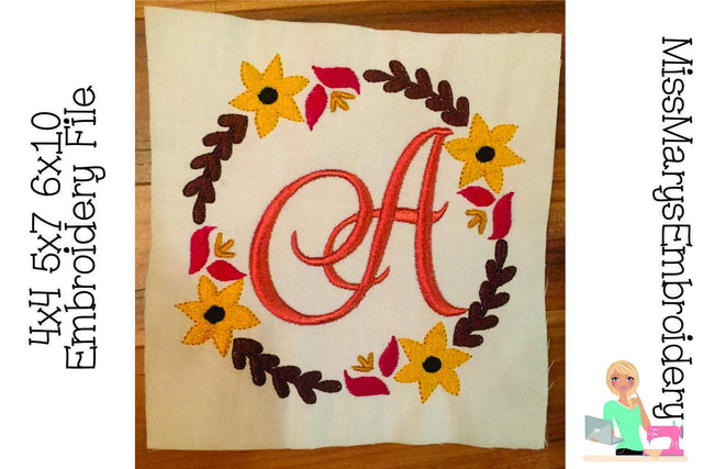 Fall Flower Monogram Embroidery Frame Embroidery/Applique MissMarysEmbroidery 