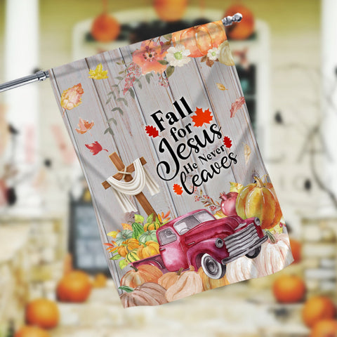 Fall For Jesus He Never Leaves Halloween Garden Flag - 12x18 Garden Flag Sublimation Design Download PNG File Instant Download Sublimation CaldwellArt 