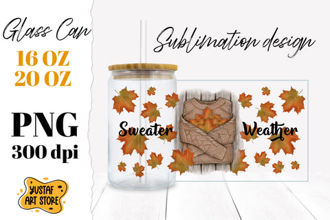 Fall Glass Can Bundle. 8 Autumn sublimation Glass can design Sublimation Yustaf Art Store 
