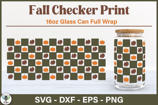 Fall Glass Can SVG | Full Wrap for Beer Can Glass SVG B Renee Design 