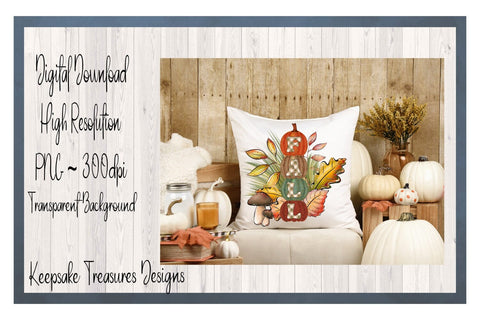 Fall Glitter Pumpkins and Mushroom Illustration, Autumn Sublimation PNG, Printable PNG, Digital Download Sublimation Keepsake Treasures Designs LLC. 