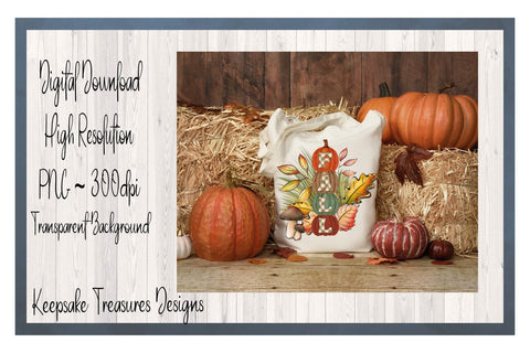Fall Glitter Pumpkins and Mushroom Illustration, Autumn Sublimation PNG, Printable PNG, Digital Download Sublimation Keepsake Treasures Designs LLC. 