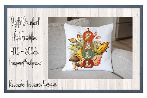 Fall Glitter Pumpkins and Mushroom Illustration, Autumn Sublimation PNG, Printable PNG, Digital Download Sublimation Keepsake Treasures Designs LLC. 