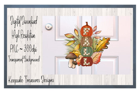 Fall Glitter Pumpkins and Mushroom Illustration, Autumn Sublimation PNG, Printable PNG, Digital Download Sublimation Keepsake Treasures Designs LLC. 