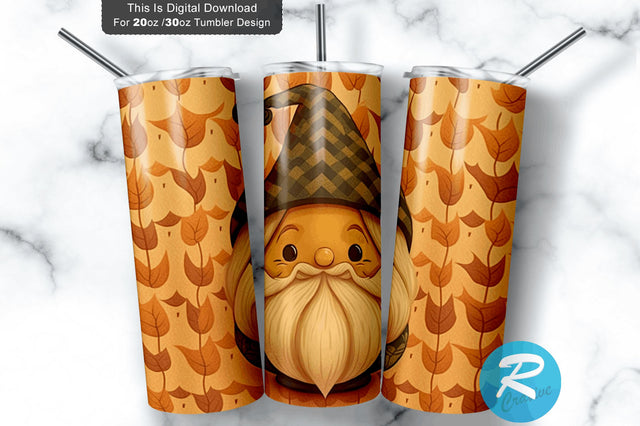 Fall Gnome 20 oz / 30 oz Tumbler PNG Sublimation Regulrcrative 