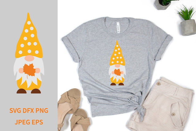Fall gnome. Autumn gnome holding maple leaf SVG LaBelezoka 