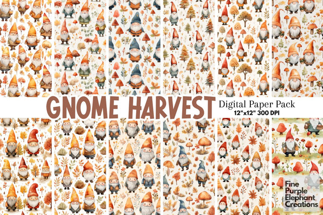 Fall Gnome | Autumn Harvest Pattern Digital Pattern Fine Purple Elephant Creations 