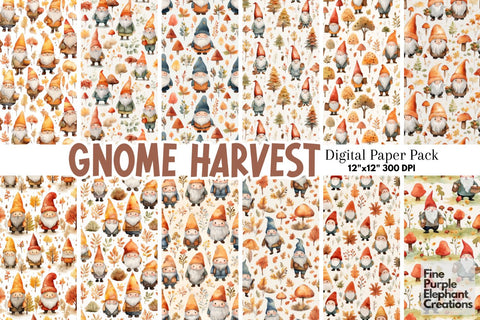 Fall Gnome | Autumn Harvest Pattern Digital Pattern Fine Purple Elephant Creations 