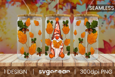 Fall Gnome Can Glass | Beer Can | 16 Oz Libbey Glass SVG SvgOcean 