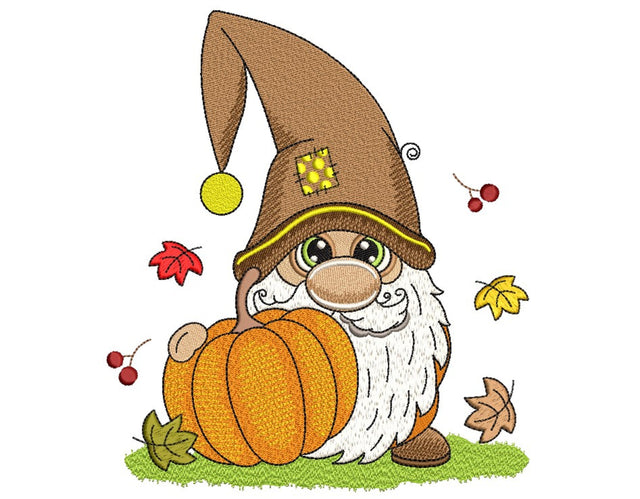 Fall Gnome Embroidery Design, 4 sizes, Instant Download Embroidery/Applique DESIGNS Nino Nadaraia 