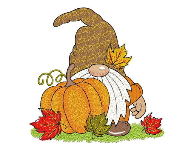 Fall Gnome Embroidery Design, Pumpkin Embroidery File, 3 sizes, Instant Download Embroidery/Applique DESIGNS Nino Nadaraia 
