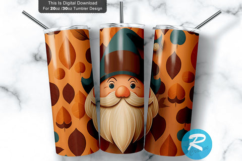 Fall Gnome Leaf 20 oz / 30 oz Tumbler PNG Sublimation Regulrcrative 